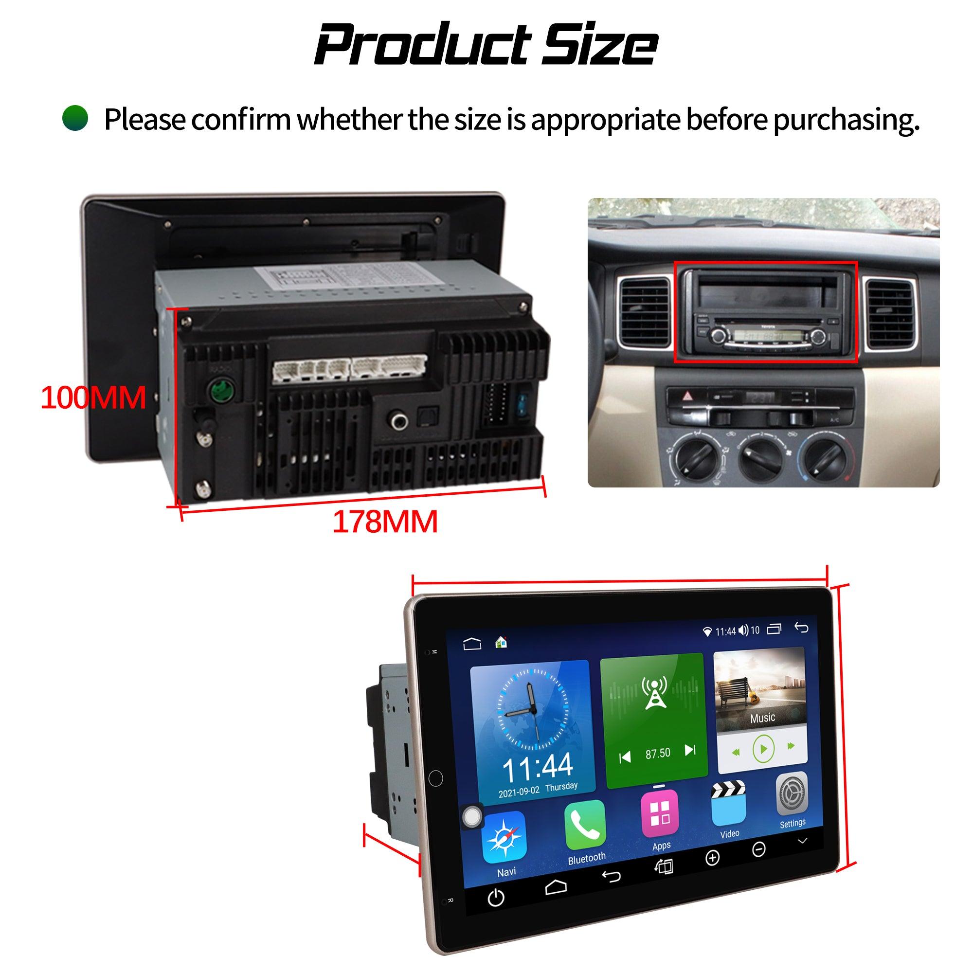 10.1-inch Universal Rotatable Touchscreen Radio Double Din Head Unit with Apple Carplay/Android Auto Bluetooth FM/AM GPS Navigation