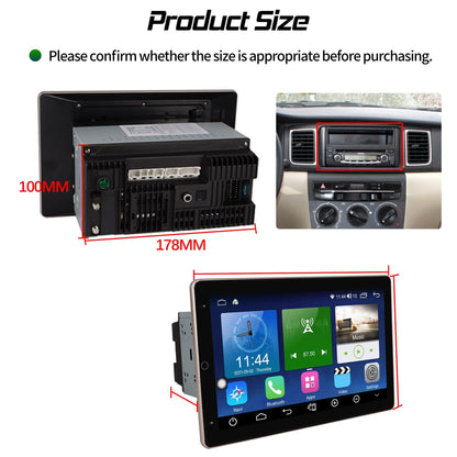 10.1-inch Universal Rotatable Touchscreen Radio Double Din Head Unit with Apple Carplay/Android Auto Bluetooth FM/AM GPS Navigation