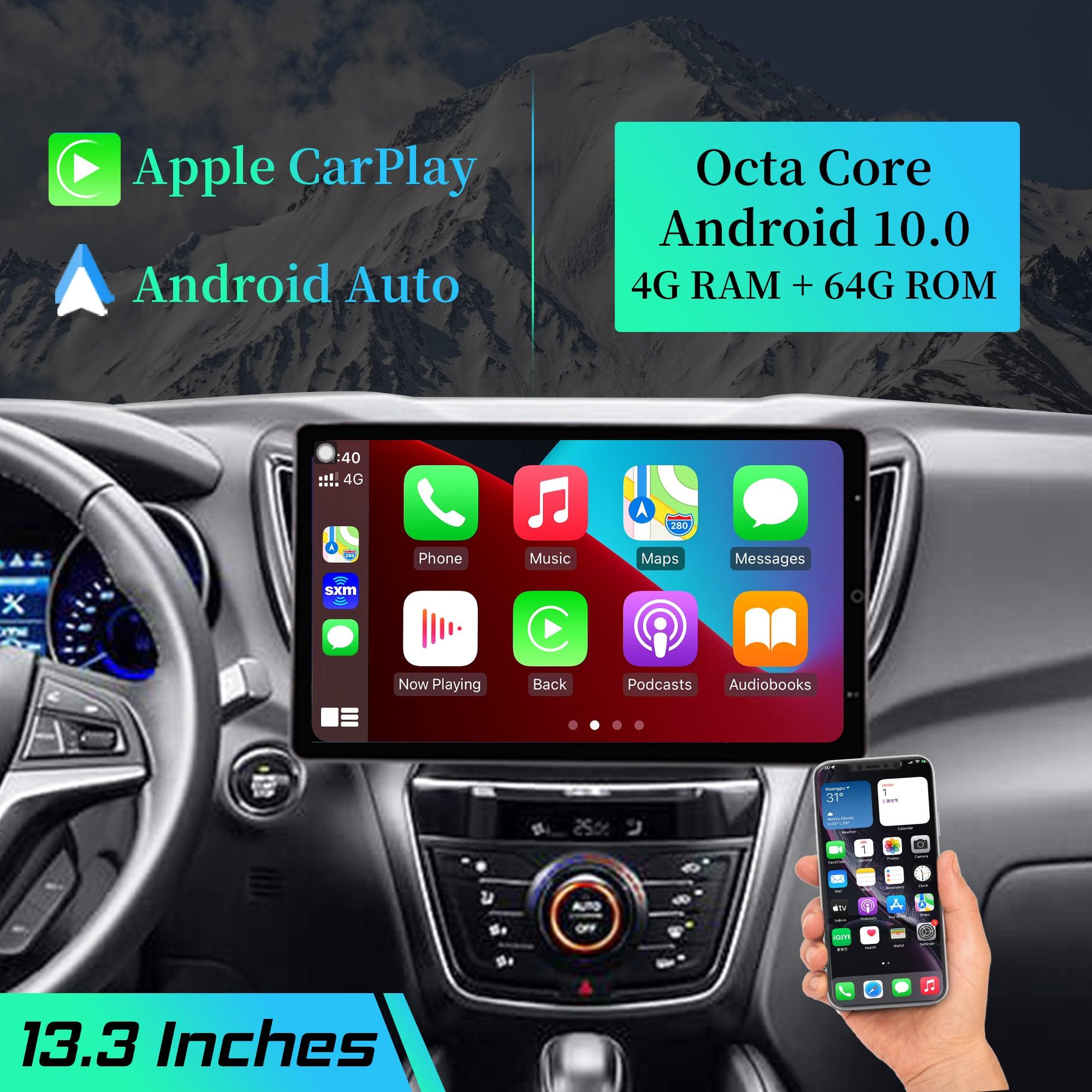 13.3-inch 6GB RAM+128GB ROM Universal Rotatable Double Din with Carplay Android Auto Support Bluetooth Music Steering Wheel Control