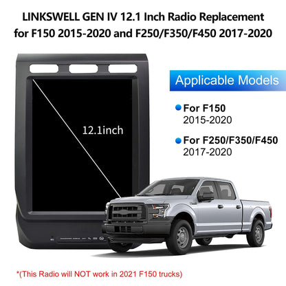 Linkswell 2015-2020 Ford F150/2017-up Ford Super Duty Gen 4 T-Style 12.1" Android Car Radio System with AM/FM Bluetooth Support WIFI