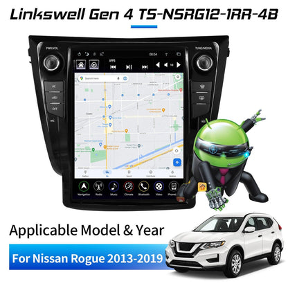 Linkswell Gen 4 T-Style Head Unit for 2013-2019 Nissan Rogue with 12.1-inch Screen FM/AM Support Carplay WIFI Bluetooth Call HDMI Output