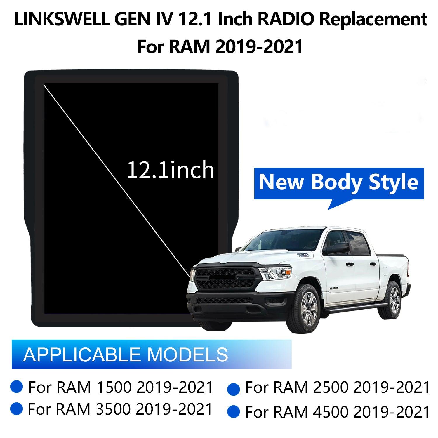 Linkswell 2019-up RAM Gen 4 T-Style 12.1-inch Car Radio with FM/AM/RDS Nav System Support Bluetooth Music Call HD Video